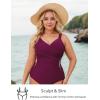 CUPSHE Women‘s One Piece Swimsuit Plus Size Tummy Control V Neck Bathing Suit Curvy Cutout Slimming(Wine Red)