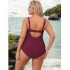 CUPSHE Women‘s One Piece Swimsuit Plus Size Tummy Control V Neck Bathing Suit Curvy Cutout Slimming(Wine Red)