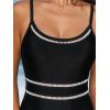 CUPSHE Women’s One Piece Swimsuit Round Neck Bathing Suit Mesh Adjustable Straps Spaghetti(Black)