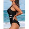 CUPSHE Women’s One Piece Swimsuit Round Neck Bathing Suit Mesh Adjustable Straps Spaghetti(Black)