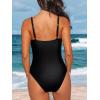 CUPSHE Women’s One Piece Swimsuit Round Neck Bathing Suit Mesh Adjustable Straps Spaghetti(Black)