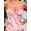 CUPSHE Women’s One Piece Swimsuit Ruffled V Neck Bathing Suit Cutout Back Underwire Adjustable Straps Spaghetti(Blush Pink/Red Floral)