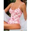 CUPSHE Women’s One Piece Swimsuit Ruffled V Neck Bathing Suit Cutout Back Underwire Adjustable Straps Spaghetti(Blush Pink/Red Floral)