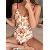 CUPSHE Women’s One Piece Swimsuit Scoop Neck Bathing Suit Crisscross Self Tie Spaghetti Straps(Coral Pink Floral)