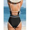 CUPSHE Women’s One Piece Swimsuit Scoop Neck Bathing Suit Keyhole Cutout Color Block Adjustable Straps Swimwear(Black/White)