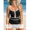 CUPSHE Women’s One Piece Swimsuit Scoop Neck Bathing Suit Keyhole Cutout Color Block Adjustable Straps Swimwear(Black/White)
