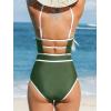CUPSHE Women’s One Piece Swimsuit Scoop Neck Bathing Suit Keyhole Cutout Color Block Adjustable Straps Swimwear(Green/White)