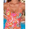 CUPSHE Women’s One Piece Swimsuit Scoop Neck Crisscross Self Tied Bathing Suit Adjustable Straps(Orange/Tropical Leaf)