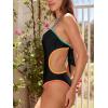 CUPSHE Women’s One Piece Swimsuit Sexy Color Block Square Neck Bathing Suit Cutout Back Self tie Adjustable Straps(Black)