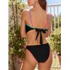 CUPSHE Women’s One Piece Swimsuit Sexy Color Block Square Neck Bathing Suit Cutout Back Self tie Adjustable Straps(Black)