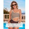 CUPSHE Women’s One Piece Swimsuit Sexy Cutout One Shoulder Asymmetric Bathing Suit Color Block Adjustable Straps(Brown/Sandy Geo)