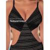 CUPSHE Women’s One Piece Swimsuit Sexy Cutout Textured Bathing Suit Tummy Control Backless Swimwear 2026(Black)