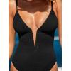 CUPSHE Women’s One Piece Swimsuit Sexy Plunging Neck V Wire Bathing Suit Adjustable Straps Spaghetti Textured Swimwear(Black)