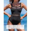 CUPSHE Women’s One Piece Swimsuit Square Neck Bathing Suit Cutout Back Mesh Front Adjustable Wide Straps Textured(Black)