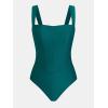 CUPSHE Women’s One Piece Swimsuit Squre Neck Sculpting Back Cutout Spaghetti Adjustable Straps Nude Lining(Dark Teal)