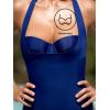CUPSHE Women’s One Piece Swimsuit Sweetheart Neck Halter Strappy Bathing Suit Underwire Hook Cutout Swimwear(Midnight Blue)