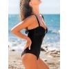 CUPSHE Women’s One Piece Swimsuit Sweetheart Neck Keyhole Bathing Suit Ruching Cutout Back Wide Straps Adjustable(Black)