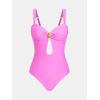 CUPSHE Women’s One Piece Swimsuit Sweetheart Neck Keyhole Bathing Suit Ruching Cutout Back Wide Straps Adjustable(Bright Pink)