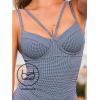 CUPSHE Women’s One Piece Swimsuit Sweetheart Neck Underwire Adjustable Straps Bathing Suit Back Hook Tummy Control(Navy White Gingham)