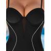 CUPSHE Women’s One Piece Swimsuit Sweetheart Neck Underwire Bathing Suit Cutout Mesh Back Hook Adjustable Straps(Black)