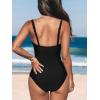 CUPSHE Women’s One Piece Swimsuit Tummy Control Bathing Suit Square Neck Front Wrap Adjustable Wide Straps(Black)