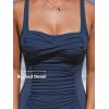 CUPSHE Women’s One Piece Swimsuit Tummy Control Bathing Suit Square Neck Front Wrap Adjustable Wide Straps(Navy)