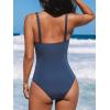 CUPSHE Women’s One Piece Swimsuit Tummy Control Bathing Suit Square Neck Front Wrap Adjustable Wide Straps(Navy)