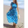 CUPSHE Women’s One Shoulder Floral Printed Sleeveless Smocked Waist Maxi Dress Summer Boho Long Dress(Blue)