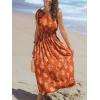 CUPSHE Women’s One Shoulder Floral Printed Sleeveless Smocked Waist Maxi Dress Summer Boho Long Dress(Orange)