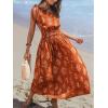 CUPSHE Women’s One Shoulder Floral Printed Sleeveless Smocked Waist Maxi Dress Summer Boho Long Dress(Orange)