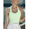 CUPSHE Womens Open Back Sports Bra Halter Crop Tops Workout Gym Fitness Bra with Removable Pads(Bright Green)