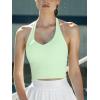 CUPSHE Womens Open Back Sports Bra Halter Crop Tops Workout Gym Fitness Bra with Removable Pads(Bright Green)