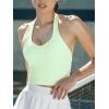 CUPSHE Womens Open Back Sports Bra Halter Crop Tops Workout Gym Fitness Bra with Removable Pads(Bright Green)