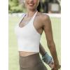 CUPSHE Womens Open Back Sports Bra Halter Crop Tops Workout Gym Fitness Bra with Removable Pads(Off-white)