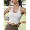 CUPSHE Womens Open Back Sports Bra Halter Crop Tops Workout Gym Fitness Bra with Removable Pads(Off-white)