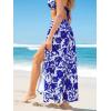 CUPSHE Women’s Pants Waist Tied Split Hem Floral Cover-Up Pants Casual Vacation(Blue)