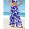 CUPSHE Women’s Pants Waist Tied Split Hem Floral Cover-Up Pants Casual Vacation(Blue)