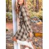 CUPSHE Women’s Plaid Fall Dresses Collared Long Sleeve Belted Tie Front Button Up Shirt Mini Dress(Brown)