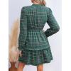 CUPSHE Women’s Plaid Fall Ruffle Mini Dress V Neck Puff Sleeve Casual Autumn Party Dresses(Green)