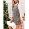 CUPSHE Women’s Plaid Overall Dress Woven Scoop Neck Sleeveless Fall Pinafore Mini Dress with Pockets(Brown)