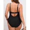 CUPSHE Women’s Plus Size One Piece Swimsuit Curvy Shell Stitched Bathing Suit Tummy Control Ruched Scoop Neck Swimwear(Black)