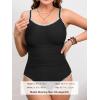 CUPSHE Women’s Plus Size One Piece Swimsuit Curvy Shell Stitched Bathing Suit Tummy Control Ruched Scoop Neck Swimwear(Black)