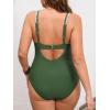 CUPSHE Women’s Plus Size One Piece Swimsuit Curvy Shell Stitched Bathing Suit Tummy Control Ruched Scoop Neck Swimwear(Deep Green)