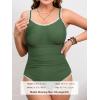 CUPSHE Women’s Plus Size One Piece Swimsuit Curvy Shell Stitched Bathing Suit Tummy Control Ruched Scoop Neck Swimwear(Deep Green)