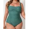 CUPSHE Women’s Plus Size One Piece Swimsuit Sweetheart Neck Wrapped Bathing Suit Ruched Adjustable Straps Swimwear(Teal)