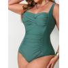 CUPSHE Women’s Plus Size One Piece Swimsuit Sweetheart Neck Wrapped Bathing Suit Ruched Adjustable Straps Swimwear(Teal)