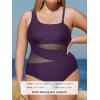 CUPSHE Women’s Plus Size Swimsuit One Piece Bathing Suit Mesh Removable Straps Swimwear(Blackberry Wine)