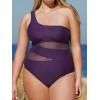 CUPSHE Women’s Plus Size Swimsuit One Piece Bathing Suit Mesh Removable Straps Swimwear(Blackberry Wine)