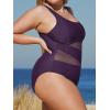 CUPSHE Women’s Plus Size Swimsuit One Piece Bathing Suit Mesh Removable Straps Swimwear(Blackberry Wine)