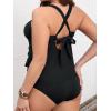 CUPSHE Women’s Plus Size Tankini Sets Scoop Neck Two Piece Swimsuits Crisscross Back Strappy Adjustable(Black)